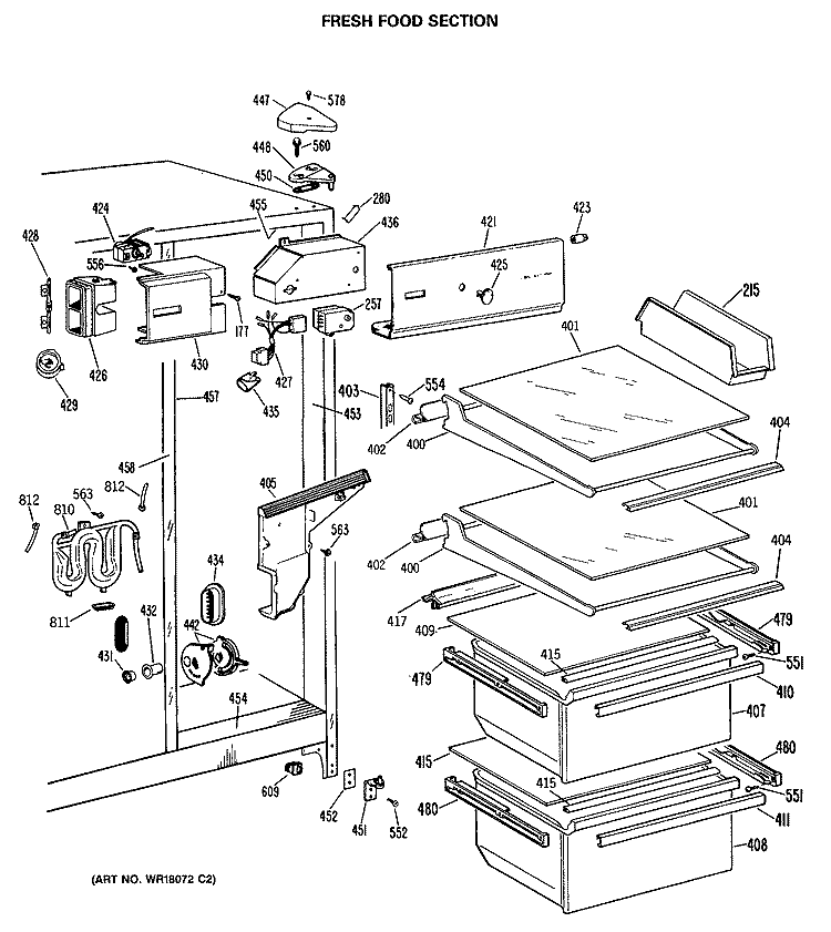 Drawer Slide Assembly WR72X206 Drawer Slide Rail - Right Side